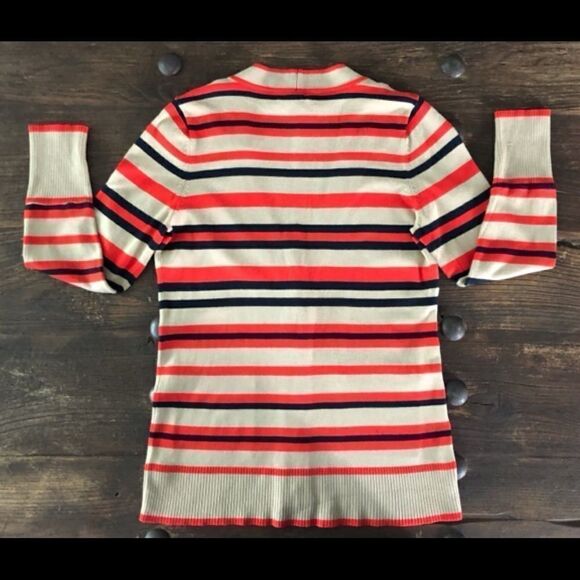 Cache V Neck Stripe Button Up Cardigan Sweater - Picture 3 of 12